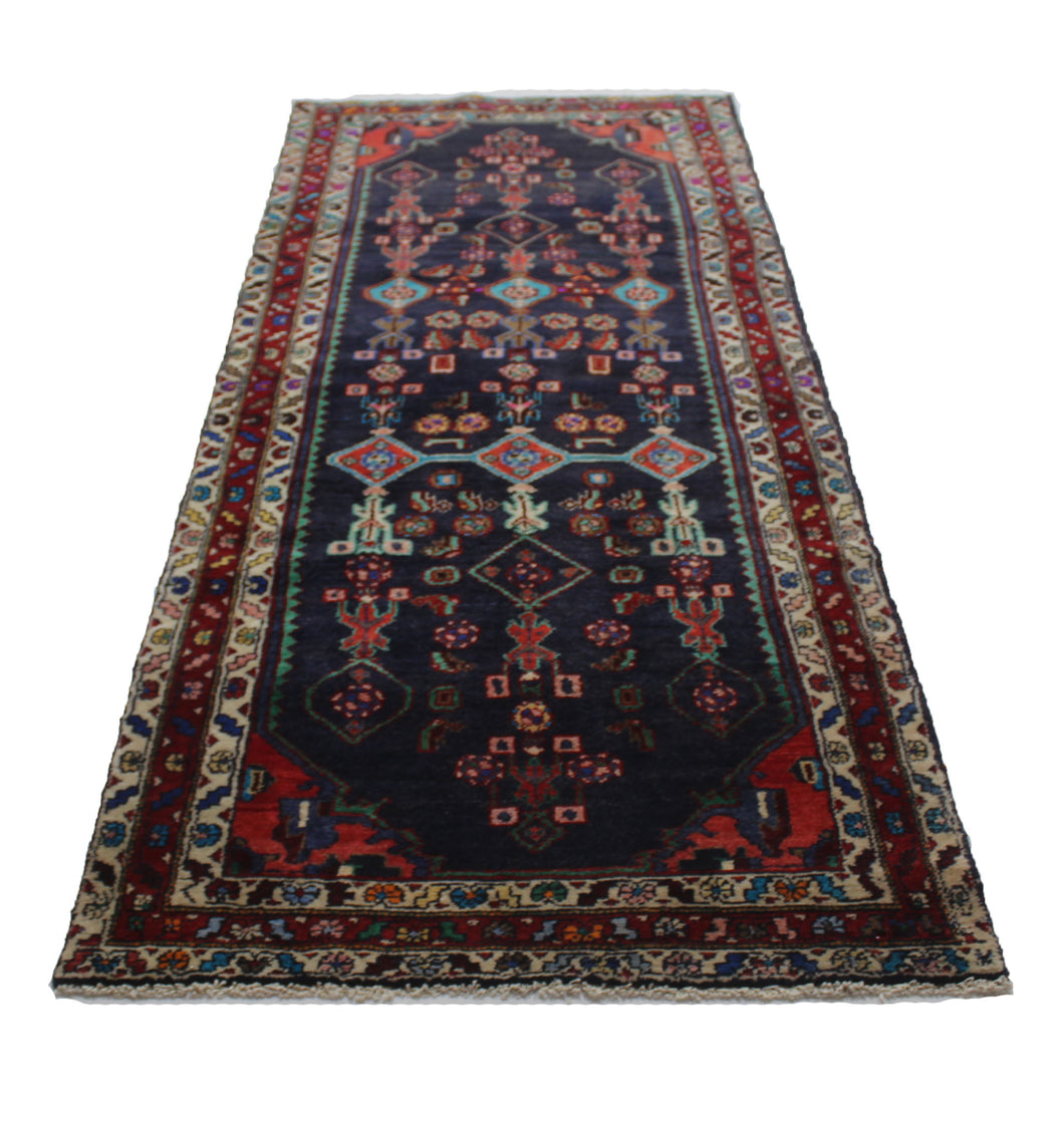 Handmade Antique, Vintage oriental Persian Nahavand rug - 293 X 103 cm