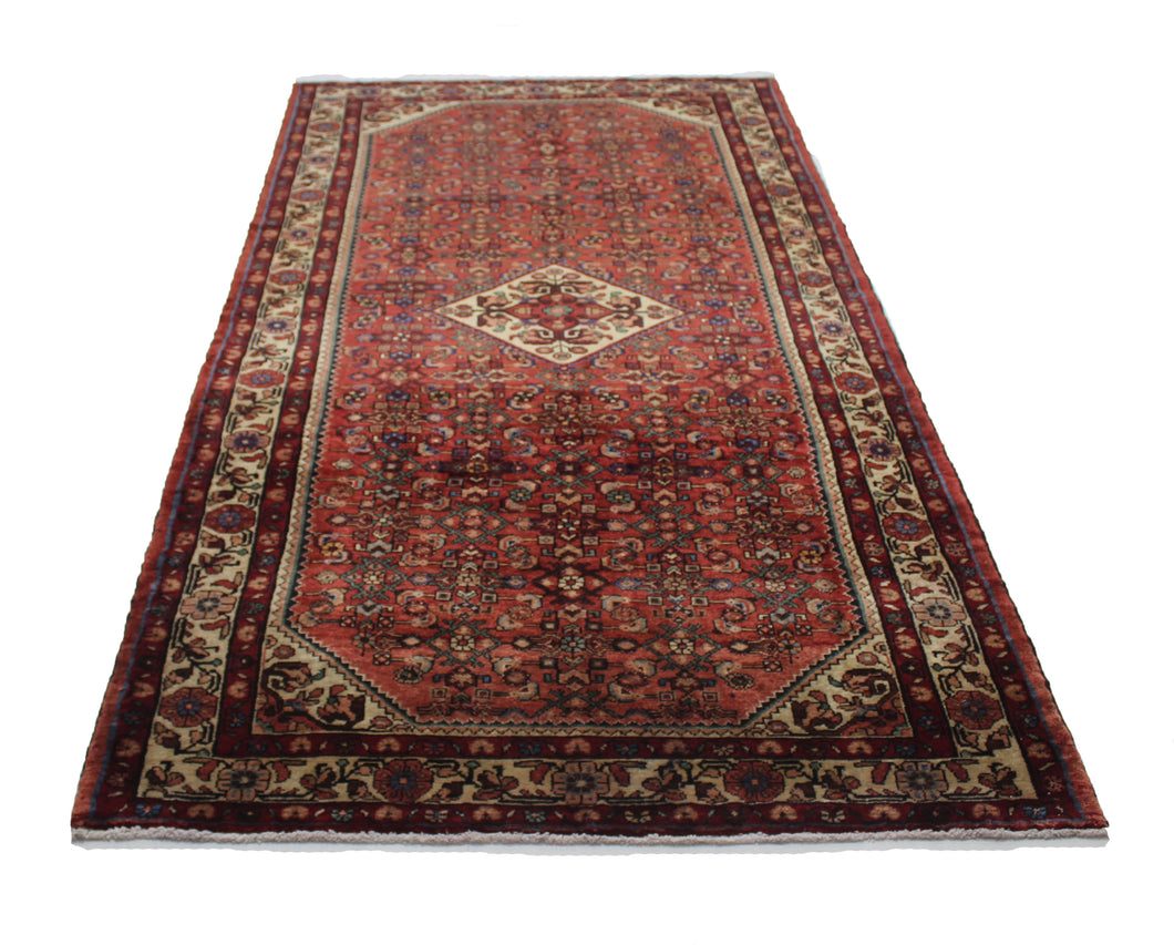 Handmade Antique, Vintage oriental Persian Hosinabad rug - 336 X 161 cm