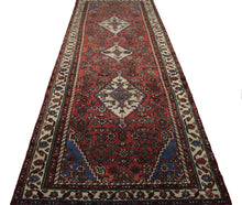 Load image into Gallery viewer, Handmade Antique, Vintage oriental Persian Khoram abad rug - 404 X 118 cm
