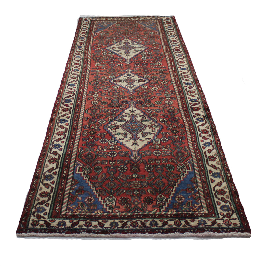 Handmade Antique, Vintage oriental Persian Khoram abad rug - 404 X 118 cm