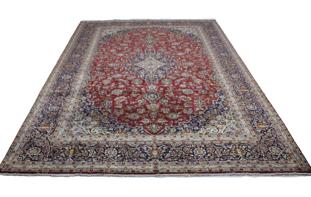 Handmade Antique, Vintage oriental Persian Kashan rug - 428 X 296 cm