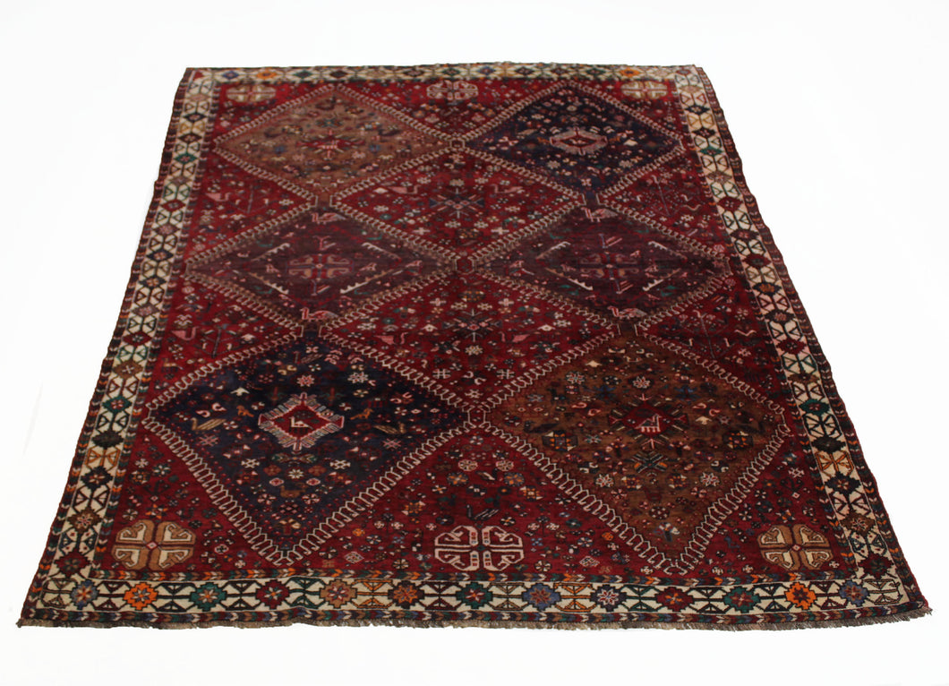 Handmade Antique, Vintage oriental Persian Qashqai  rug - 303 X 212 cm